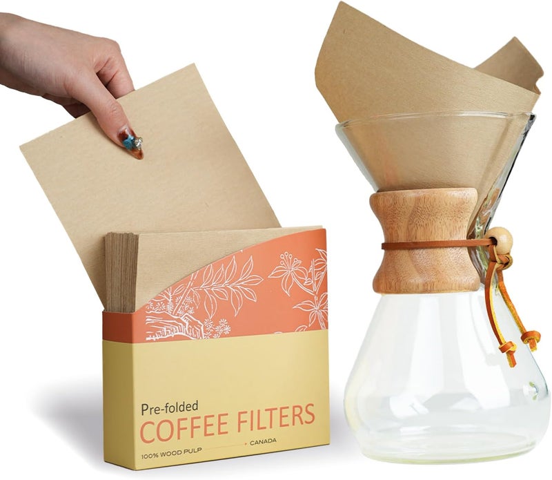 Bake Choice Pre-folded Natural Unbleached Coffee Filters - 50 Pack, Compatible with Pour-Over Coffee Makers - Image 1